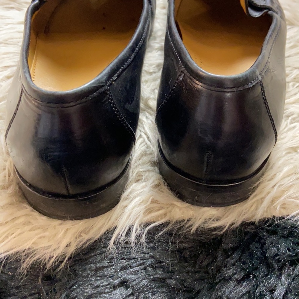 Cole Haan Black Leather Loafers with Gold Accents - Picture 4 of 8